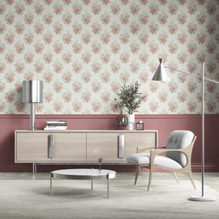 'Sarno' Floral Block Print Wallpaper (Cream/ Soft Pink/ Green/ Duck Egg Blue) - Image 2