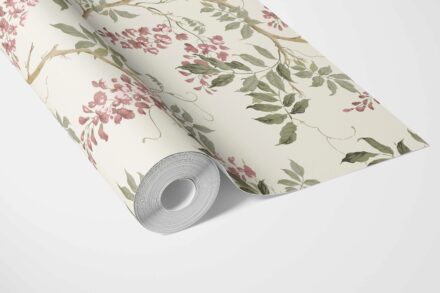 'Kamalini' Floral Vine/ Botanical Patterned Wallpaper (Cream/ Pink/ Green) - Image 3