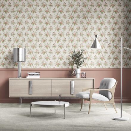 'Tweed Heads' Patterned Floral Block Print Wallpaper (Cream/ Soft Pink/ Green/ Blue) - Image 2