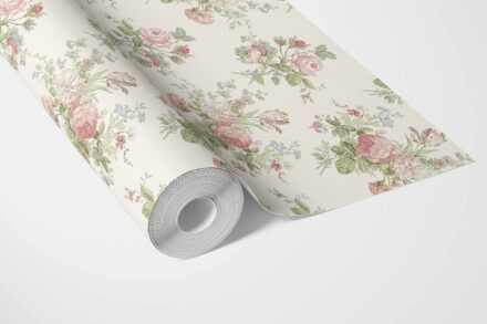 'Tweed Heads' Patterned Floral Block Print Wallpaper (Cream/ Soft Pink/ Green/ Blue) - Image 3