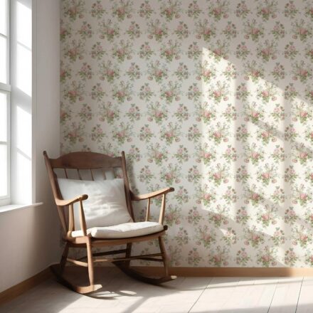 'Tweed Heads' Patterned Floral Block Print Wallpaper (Cream/ Soft Pink/ Green/ Blue) - Image 5