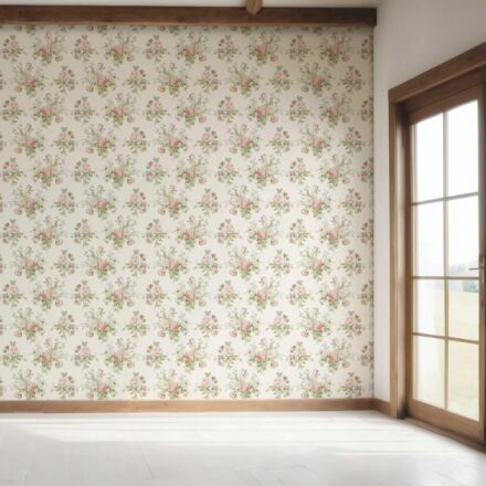 'Tweed Heads' Patterned Floral Block Print Wallpaper (Cream/ Soft Pink/ Green/ Blue) - Image 7