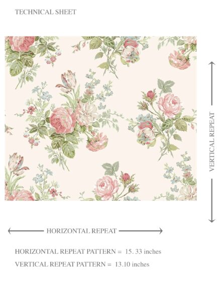 'Tweed Heads' Patterned Floral Block Print Wallpaper (Cream/ Soft Pink/ Green/ Blue) - Image 8