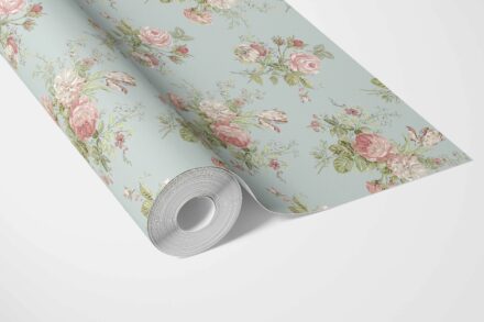 'Gales Point' Patterned Floral Block Print Wallpaper (Blue/ Pink/ Green) - Image 3