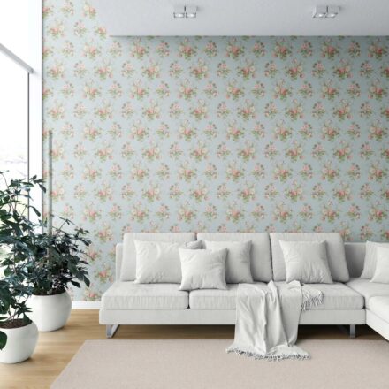 'Gales Point' Patterned Floral Block Print Wallpaper (Blue/ Pink/ Green) - Image 6