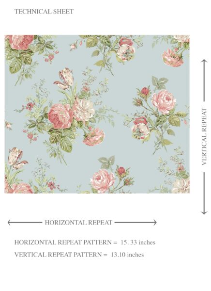 'Gales Point' Patterned Floral Block Print Wallpaper (Blue/ Pink/ Green) - Image 8