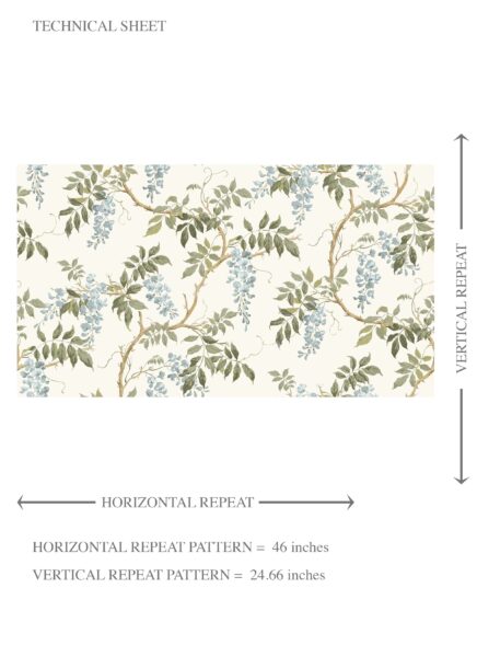 'Misty Bloom' Floral Vine/ Botanical Patterned Wallpaper (Cream/ Duck Egg Blue/ Green) - Image 8