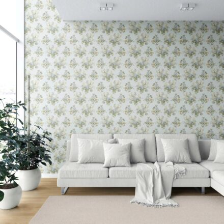 'Modena' Patterned Floral Block Print Wallpaper (Blue/ Green/ Yellow) - Image 6