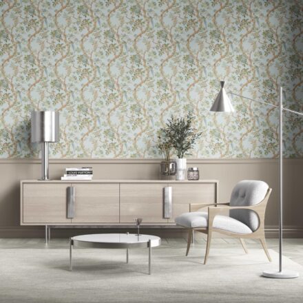 'Briarcliff' Floral/ Bird Print Chinoiserie Wallpaper (Duck Egg Blue/ Green/ Brown) - Image 2