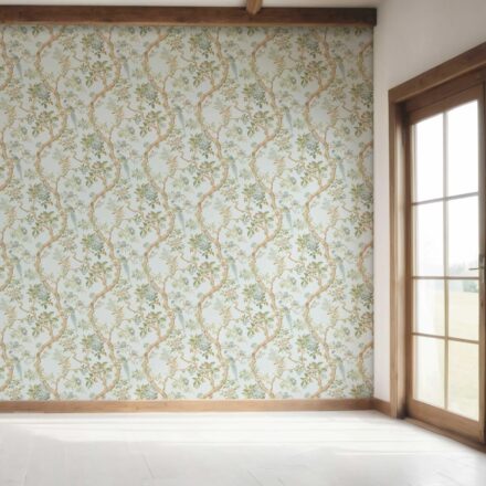 'Briarcliff' Floral/ Bird Print Chinoiserie Wallpaper (Duck Egg Blue/ Green/ Brown) - Image 7