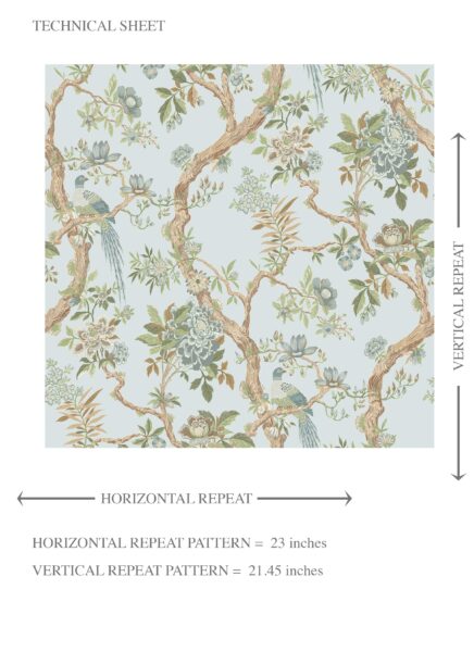 'Briarcliff' Floral/ Bird Print Chinoiserie Wallpaper (Duck Egg Blue/ Green/ Brown) - Image 8
