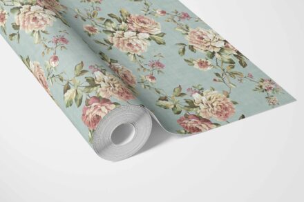 'Shahmina' English Floral Patterned Wallpaper (Blue/ Pink/ Green) - Image 3