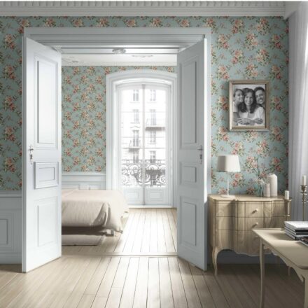 'Shahmina' English Floral Patterned Wallpaper (Blue/ Pink/ Green) - Image 4