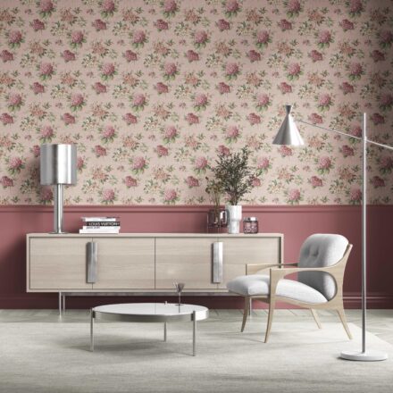 'Woodbell' Modern Floral Block Print Wallpaper (Pink/ Green) - Image 2