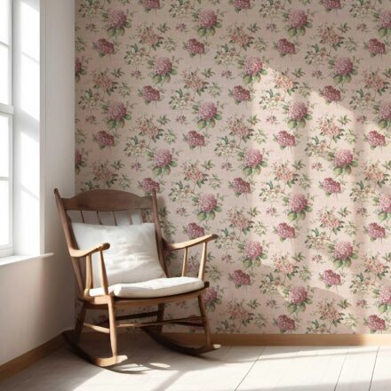 'Woodbell' Modern Floral Block Print Wallpaper (Pink/ Green) - Image 5