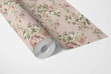 'Belvair' English Floral Patterned Wallpaper (Dusty Rose Pink/ Green) - Image 3