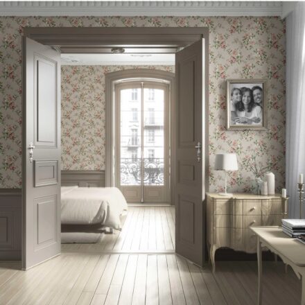 'Eltham' English Floral Patterned Wallpaper (Beige/ Warm Grey/ Pink/ Green) - Image 4