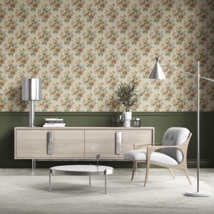 'Sorrento' English Floral Print Wallpaper (Beige/ Green/ Orange/ Yellow) - Image 2