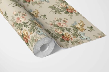 'Sorrento' English Floral Print Wallpaper (Beige/ Green/ Orange/ Yellow) - Image 3