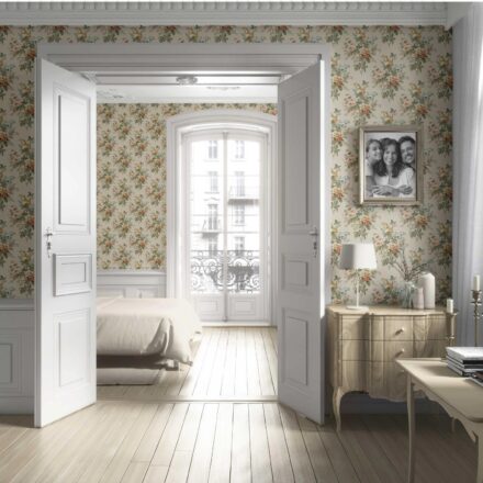 'Sorrento' English Floral Print Wallpaper (Beige/ Green/ Orange/ Yellow) - Image 4