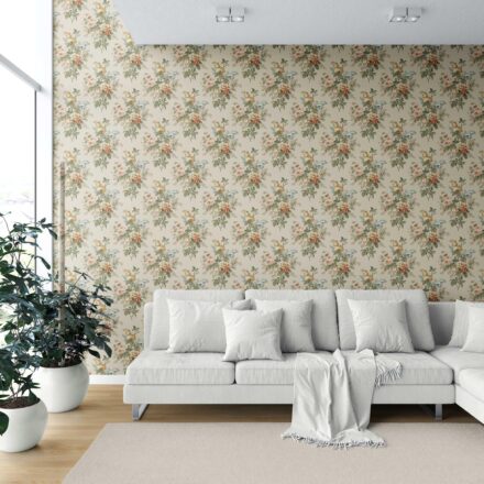 'Sorrento' English Floral Print Wallpaper (Beige/ Green/ Orange/ Yellow) - Image 6