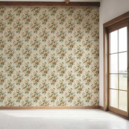 'Sorrento' English Floral Print Wallpaper (Beige/ Green/ Orange/ Yellow) - Image 7