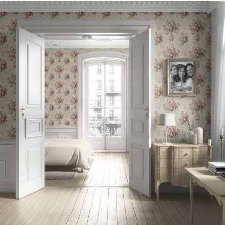 'Vasto' Floral Damask Patterned Wallpaper (Beige/ Pink/ Green) - Image 4