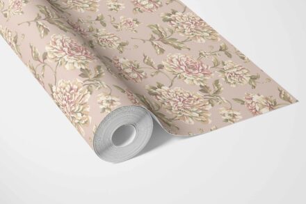 'Katsura' Chinoiserie/ English Floral Wallpaper (Light Pink/ Peach/ Cream/ Green) - Image 3