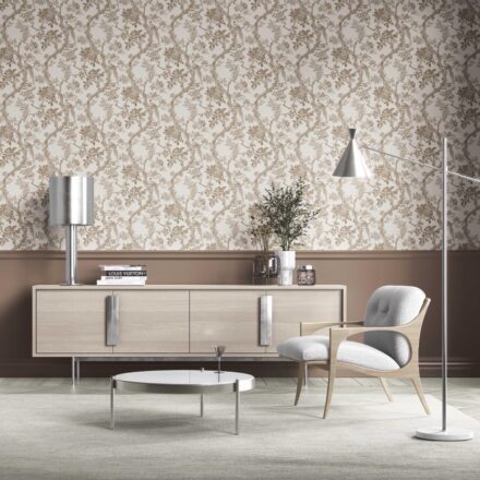 'Rosalind Manor' Floral Toile/ Bird Print Chinoiserie Wallpaper (Beige/ Taupe/ Brown) - Image 2