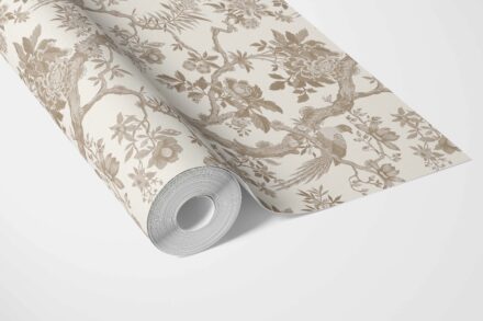 'Rosalind Manor' Floral Toile/ Bird Print Chinoiserie Wallpaper (Beige/ Taupe/ Brown) - Image 3
