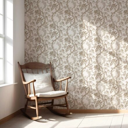 'Rosalind Manor' Floral Toile/ Bird Print Chinoiserie Wallpaper (Beige/ Taupe/ Brown) - Image 5