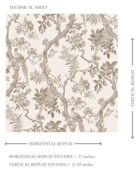 'Rosalind Manor' Floral Toile/ Bird Print Chinoiserie Wallpaper (Beige/ Taupe/ Brown) - Image 8