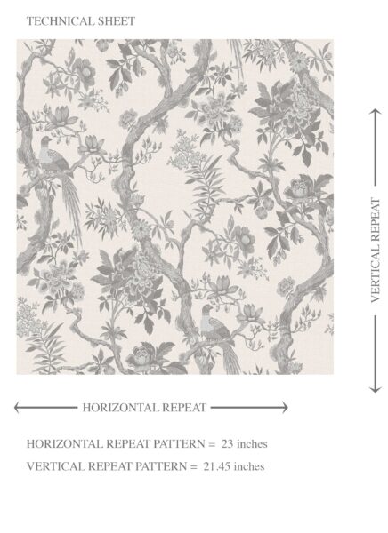 'Wisterleigh' Floral Toile/ Bird Print Chinoiserie Wallpaper (Dove Grey/ Off-White) - Image 8