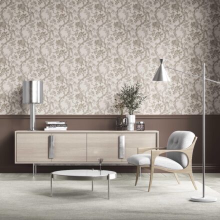 'Willowbourne' Floral Toile/ Bird Print Chinoiserie Wallpaper (Brown/ Beige/ Taupe) - Image 2