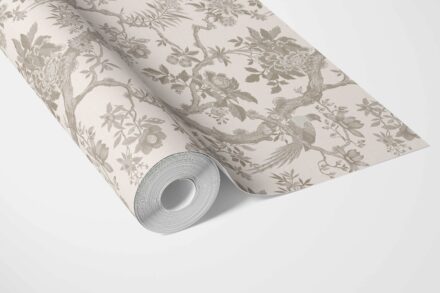 'Willowbourne' Floral Toile/ Bird Print Chinoiserie Wallpaper (Brown/ Beige/ Taupe) - Image 3