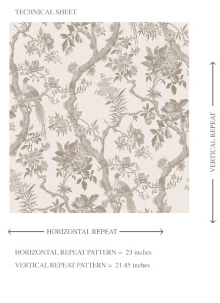 'Willowbourne' Floral Toile/ Bird Print Chinoiserie Wallpaper (Brown/ Beige/ Taupe) - Image 8