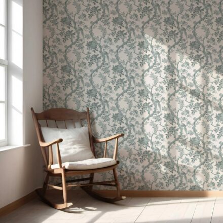 'Adrano' Floral Toile/ Bird Print Chinoiserie Wallpaper (Grey-Green) - Image 5