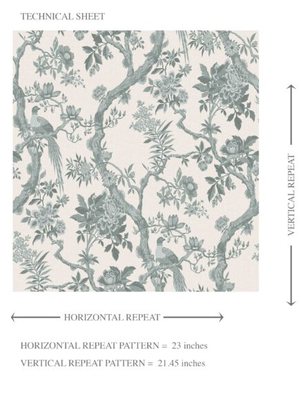 'Adrano' Floral Toile/ Bird Print Chinoiserie Wallpaper (Grey-Green) - Image 8