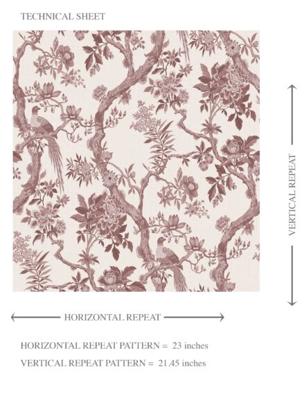 'Blooms Berry' Floral Toile/ Bird Print Chinoiserie Wallpaper (Brick Red/ Burgundy) - Image 8