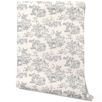 'Gypsy Pie' Toile de Jouy/ Nature Print Wallpaper (Dove Gray/ Off-White)