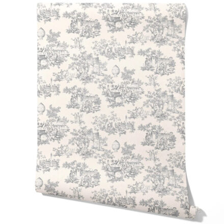 'Gypsy Pie' Toile de Jouy/ Nature Print Wallpaper (Dove Gray/ Off-White)