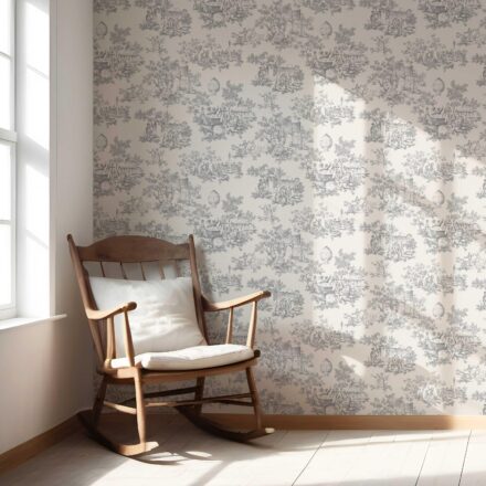 'Gypsy Pie' Toile de Jouy/ Nature Print Wallpaper (Dove Gray/ Off-White) - Image 5