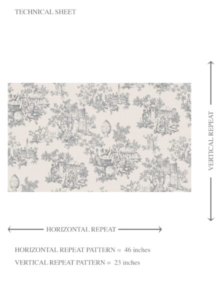 'Gypsy Pie' Toile de Jouy/ Nature Print Wallpaper (Dove Gray/ Off-White) - Image 8