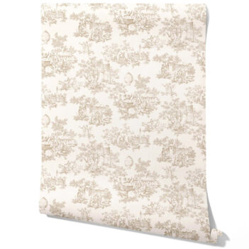'Anne Cloud' Toile de Jouy/ Nature Print Wallpaper (Beige/ Brown/ Taupe)
