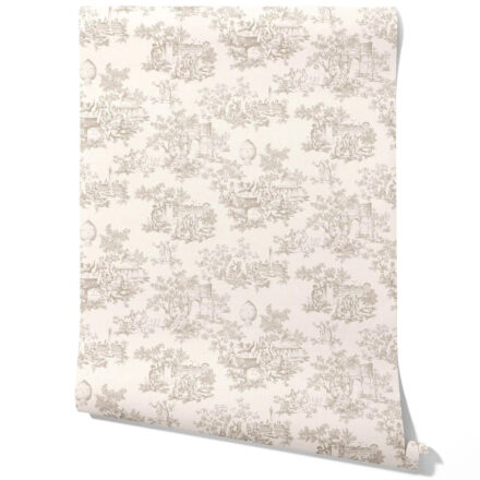 'Noah' Toile de Jouy/ Nature Print Wallpaper (Beige/ Greige/ Off-White)