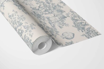 'Tasmania' Toile de Jouy/ Nature Print Wallpaper (Blue/ Gray/ Off-White) - Image 3