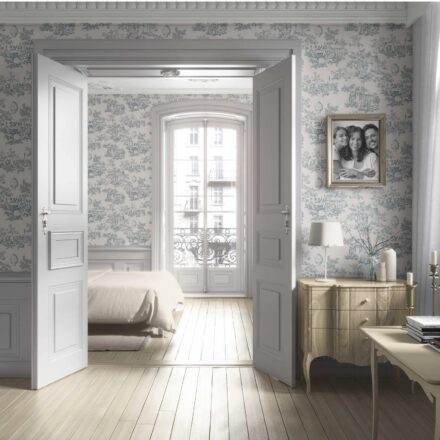 'Tasmania' Toile de Jouy/ Nature Print Wallpaper (Blue/ Gray/ Off-White) - Image 4