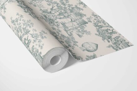 'Viterbo' Toile de Jouy/ Nature Print Wallpaper (Duck Egg Blue/ Off-White) - Image 3