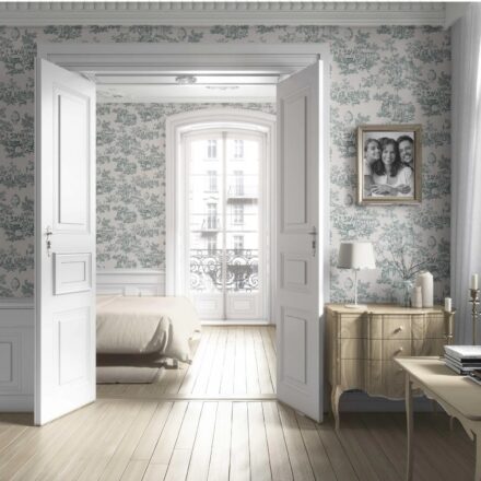 'Viterbo' Toile de Jouy/ Nature Print Wallpaper (Duck Egg Blue/ Off-White) - Image 4