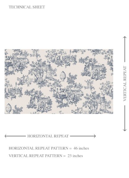 'Sky Petal' Toile de Jouy/ Nature Print Wallpaper (Navy Blue/ Off-White) - Image 8